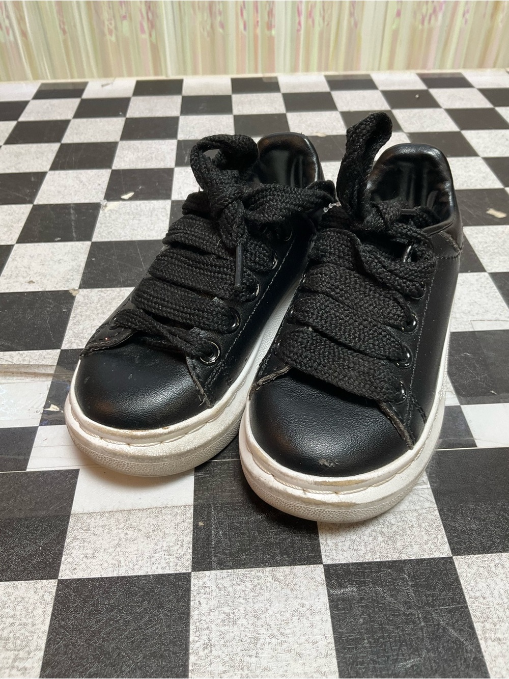 Alexander McQueen Black and White Kids Lace-Up Sneakers